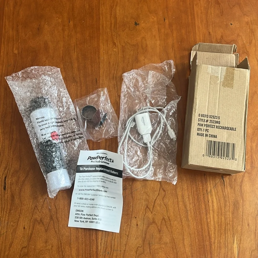 Bell and Howell PawPerfect Pet Nail Groomer w/Charger Cord & Replacement Rollers
